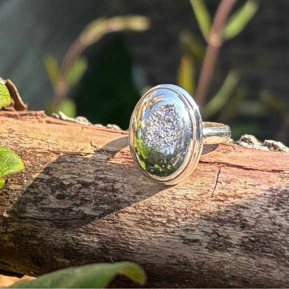 Platinum Aura Druzy Ring
